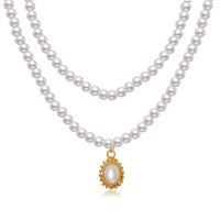 New Creative Cute Fashion Jewelry Necklace Pearl Double Pendant Necklace sku image 1