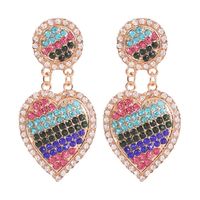 Fashion Alloy Heart Full Diamond Earrings sku image 1