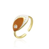 Aogu Cross-border Supply Ins Internet Celebrity Same Style Copper Plating 18k Gold Personalized Dripping Zircon Geometric Open Ring For Women sku image 3