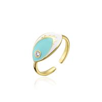 Aogu Cross-border Supply Ins Internet Celebrity Same Style Copper Plating 18k Gold Personalized Dripping Zircon Geometric Open Ring For Women sku image 5