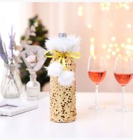 Cross-border New Arrival Christmas Decorations European And American Sequins Bottle Cover Plush Drawstring Wine Gift Box Hotel Dining Table Dress Up sku image 1