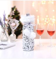 Cross-border New Arrival Christmas Decorations European And American Sequins Bottle Cover Plush Drawstring Wine Gift Box Hotel Dining Table Dress Up sku image 2