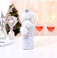 Cross-border New Arrival Christmas Decorations European And American Sequins Bottle Cover Plush Drawstring Wine Gift Box Hotel Dining Table Dress Up sku image 4