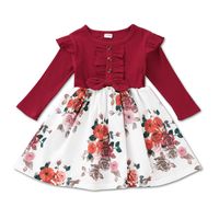 تنورة فتاة أوروبا وأمريكا الخريف فستان بأكمام طويلة ملابس أطفال 2021 تنورة فتاة جديدة مطبوعة على شكل حرف A sku image 16