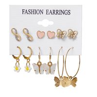 Retro Pearl Rhinestone Card Earrings Geometric Tassel Pendant Earrings Set sku image 3