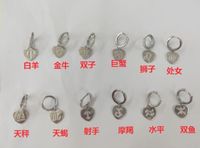 Aries Earrings Foreign Trade New Twelve Constellation Diy Earrings Simple Graceful Micro Inlaid Full Rhinestone Zircon Earrings sku image 15