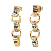 Fashion Long Buckle Earrings Retro Simple Personality Temperament Copper Zircon Earrings Geometric Metal Ear Jewelry sku image 1