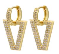 Foreign Trade Micro-inlaid Full Zircon Earrings Inverted Triangle V-shaped Trend Earrings Cross-border Accessories sku image 3