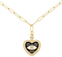 Korean Version Of The Oil Drop Love Necklace Micro-inlaid Zircon Peach Heart Eye Necklace sku image 3