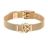 Wholesale Real Gold Plating Stainless Steel Strap Simple Couple Letter Love Bracelet sku image 3