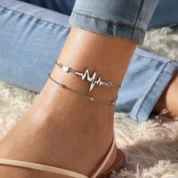 2021 New Jewelry Ecg Peach Heart Alloy Anklet Double Layer main image 2