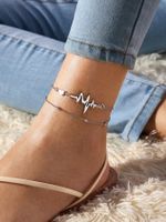 2021 New Jewelry Ecg Peach Heart Alloy Anklet Double Layer main image 6