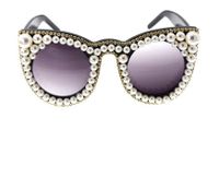 New Fashion Simple Cat Eye Diamond Pearl Sunglasses Stage Catwalk Show Glasses Nihaojewelry Wholesale sku image 1