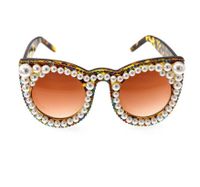 New Fashion Simple Cat Eye Diamond Pearl Sunglasses Stage Catwalk Show Glasses Nihaojewelry Wholesale sku image 2