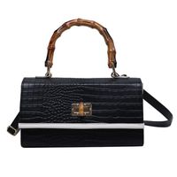 2021 New Women's Bag Fashionable Bamboo Handbag Elegant Crocodile Pattern Shoulder Messenger Bag Small Underarm Bag sku image 2