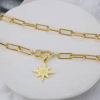 Cross-border New Arrival Hip Hop Cool Asterism Necklace For Men And Women In Stock Direct Supply European And American Simple Copper-plated Gold Inlaid Zirconium Sweater Chain main image 4