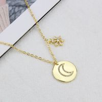 New Round Moon Tag Snowflake Copper Gold-plated Combination Necklace main image 4