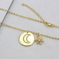 New Round Moon Tag Snowflake Copper Gold-plated Combination Necklace main image 5