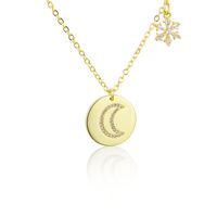 New Round Moon Tag Snowflake Copper Gold-plated Combination Necklace main image 6
