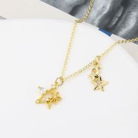 Korean Five-pointed Star Diamond Pendant Necklace main image 3