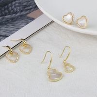 Korean Inlaid Zirconium Earrings Simple Star Moon Copper Earrings main image 3