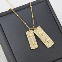 New Star Rectangular Tag Fashion Copper Gold-plated Inlaid Zirconium Pendant Sweater Chain main image 3
