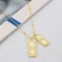 New Star Rectangular Tag Fashion Copper Gold-plated Inlaid Zirconium Pendant Sweater Chain main image 4