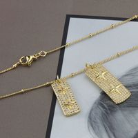 New Star Rectangular Tag Fashion Copper Gold-plated Inlaid Zirconium Pendant Sweater Chain main image 5