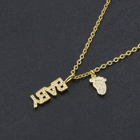 European And American Ins Cross-border Diamond Letters Feet Combination Necklace Direct Supply Spot Copper-plated Gold Baby Feet Pendant main image 3