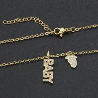 European And American Ins Cross-border Diamond Letters Feet Combination Necklace Direct Supply Spot Copper-plated Gold Baby Feet Pendant main image 5