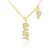 European And American Ins Cross-border Diamond Letters Feet Combination Necklace Direct Supply Spot Copper-plated Gold Baby Feet Pendant main image 6