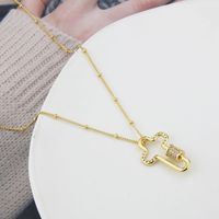 Ins European And American Foreign Trade New Cross Zircon Necklace Female  Cross-border Spot Simple Copper-plated Gold Pendant main image 3