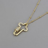 Ins European And American Foreign Trade New Cross Zircon Necklace Female  Cross-border Spot Simple Copper-plated Gold Pendant main image 4