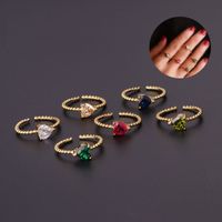 Simple Colorful Zircon Love Ring Fashion Hand Jewelry Adjustable Ring main image 4
