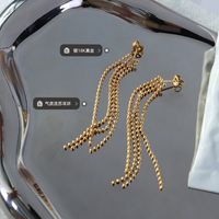Autumn And Winter European And American Elegant Ins Style Tassel Ball Bead Chain Earrings Titanium Steel 18k Gold Plating Earrings Wholesale F558 main image 3