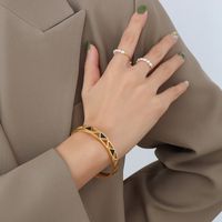 18k Gold-plated Titanium Steel Hand Jewelry Wholesale Triangle Acrylic Hollow Bracelet main image 4
