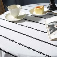 Flying Cat Cross-border  Bohemian Printed Striped Black Tassel Tablecloth Round Household Coffee Table Table Cloth main image 4