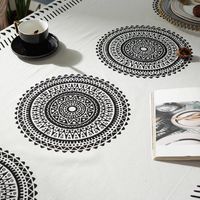 Nappe De Table Basse Rectangulaire À Imprimé Mandala Bohème Avec Gland Noir main image 4