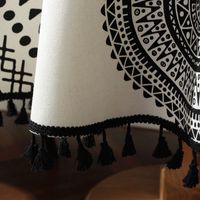 Bohemian Mandala Print Black Tassel Round Table Cloth Coffee Table Cloth main image 4