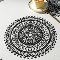 Bohemian Mandala Print Black Tassel Round Table Cloth Coffee Table Cloth main image 5