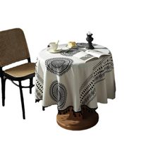 Bohemian Mandala Print Black Tassel Round Table Cloth Coffee Table Cloth main image 6