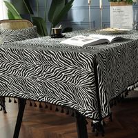 Bohemian Style Yarn-dyed Jacquard Black Tassel Table Cloth Home Coffee Table Cover Cloth main image 4