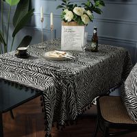 Bohemian Style Yarn-dyed Jacquard Black Tassel Table Cloth Home Coffee Table Cover Cloth main image 5