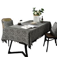 Bohemian Style Yarn-dyed Jacquard Black Tassel Table Cloth Home Coffee Table Cover Cloth main image 6