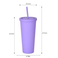 Double-layer Plastic Straw Cup With Lid 24oz Large-capacity Plastic Frosted Ready-to-hand Water Cup main image 2