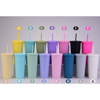 Double-layer Plastic Straw Cup 24oz Large-capacity Cone Water Cup Frosted Cup main image 4