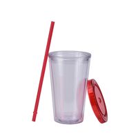 Double-layer Plastic Straw Cup With Lid 16oz Straight Cup Water Cup main image 6