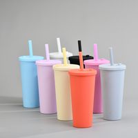 Double-layer Plastic Big Hole Straw Cup With Milk Tea Cup Water Cup main image 3