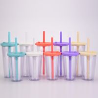 Double-layer Plastic Big Hole Straw Cup With Milk Tea Cup Water Cup main image 5