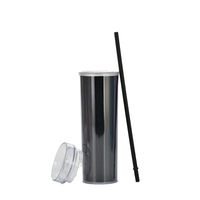 New Products In Stock Skinny Straight Body Double Plastic Straw Cup 450ml Adjustable Water Cup Magic Color Laser Drink Cup main image 6